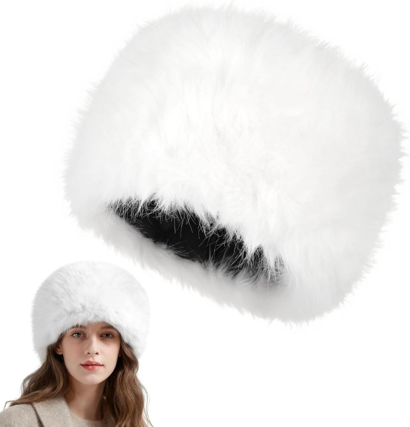 Homaisson Women's Winter Cossack Hat, Faux Fur Hat for Winter, Fur Bucket Hats for Women, Head Circumference: 21.3-22.8 in - Image 1